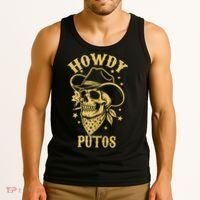 Howdy Putos Shirt Funny Skull Cowboy Spanish Men Women Tank Top thumb 3