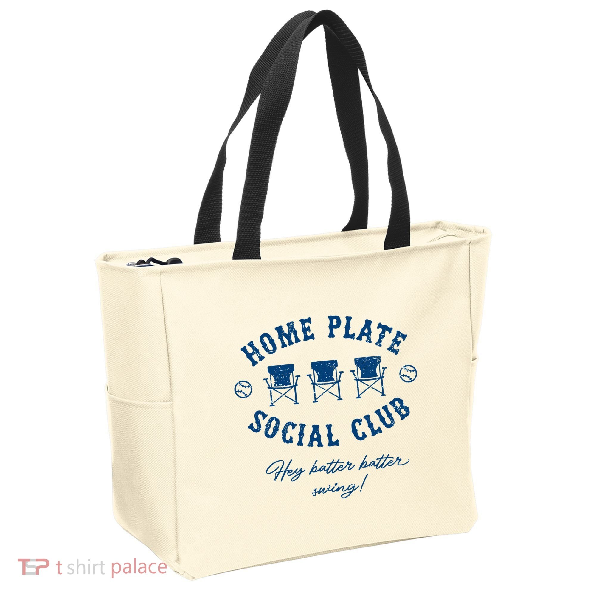 Home Plate Social Club Hey Batter Batter Swing Baseball Tote Bag