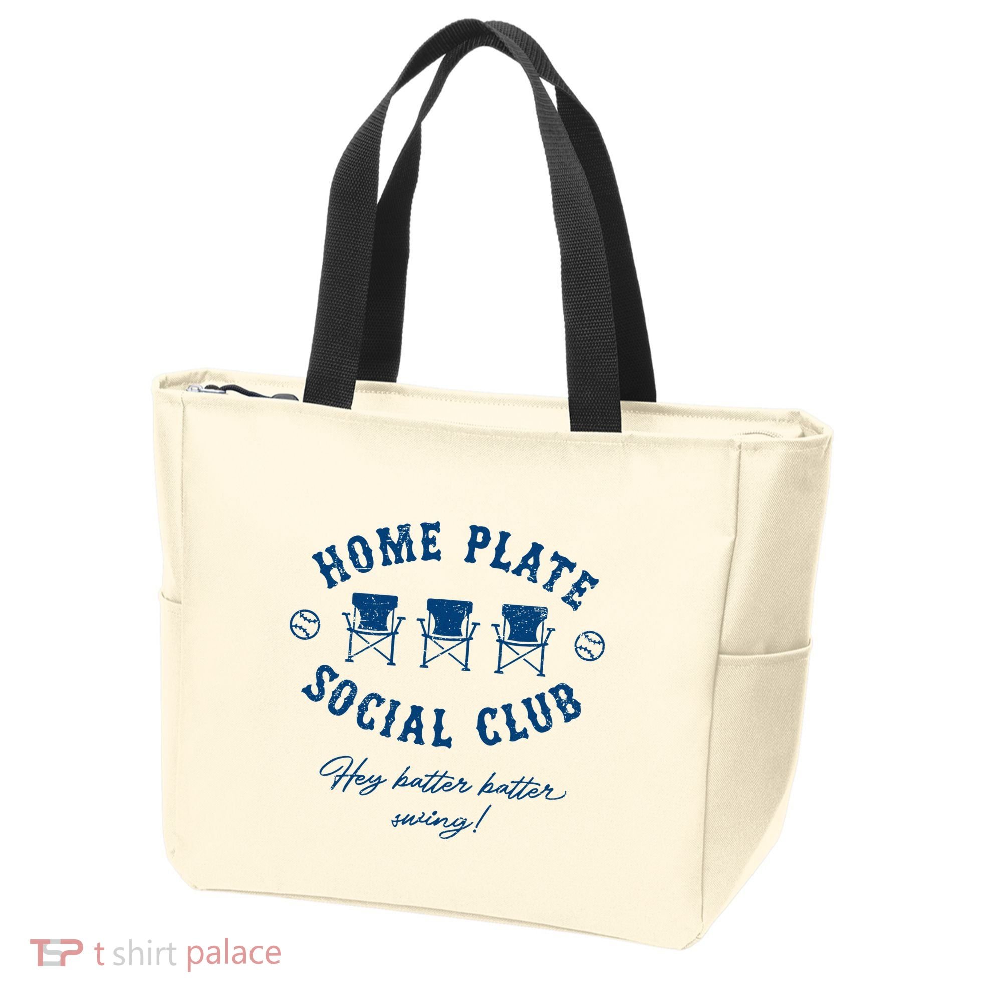 Home Plate Social Club Hey Batter Batter Swing Baseball Tote Bag