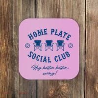 Home Plate Social Club Hey Batter Batter Swing Baseball Coaster thumb 0
