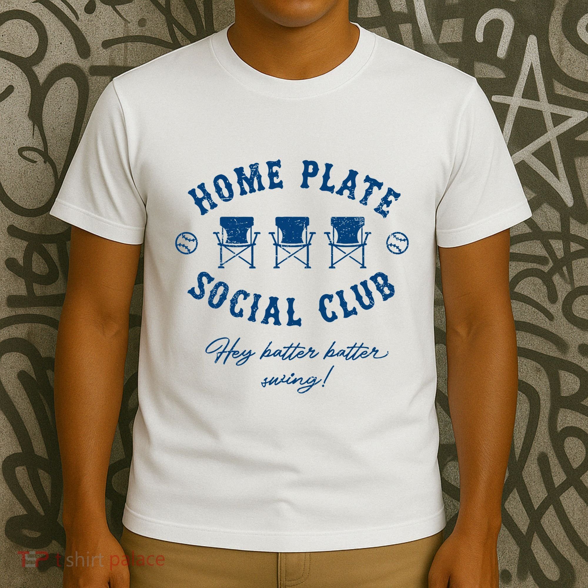 Home Plate Social Club Hey Batter Batter Swing Baseball T-Shirt