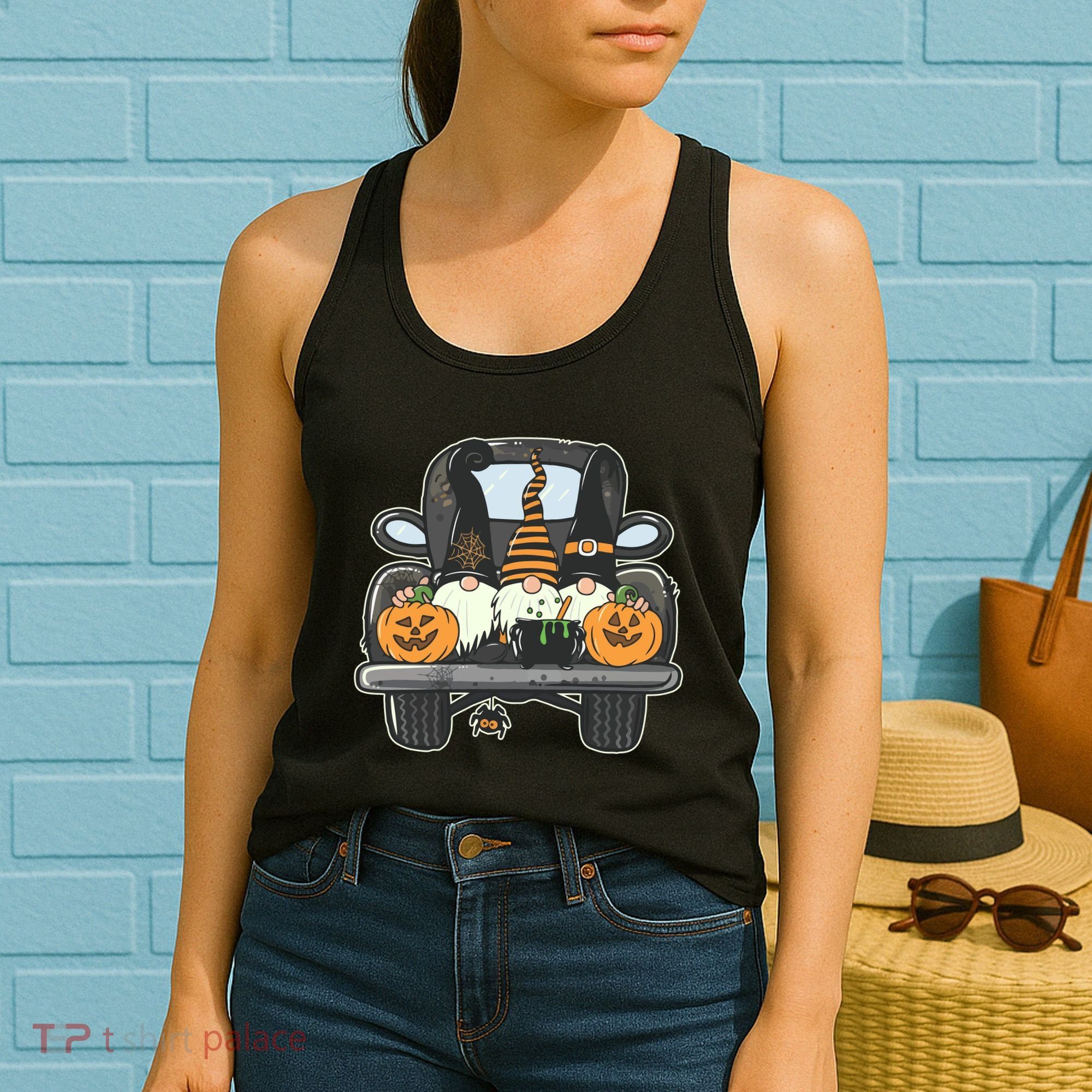 Halloween Pickup Truck Gnomes Women's Tank Top