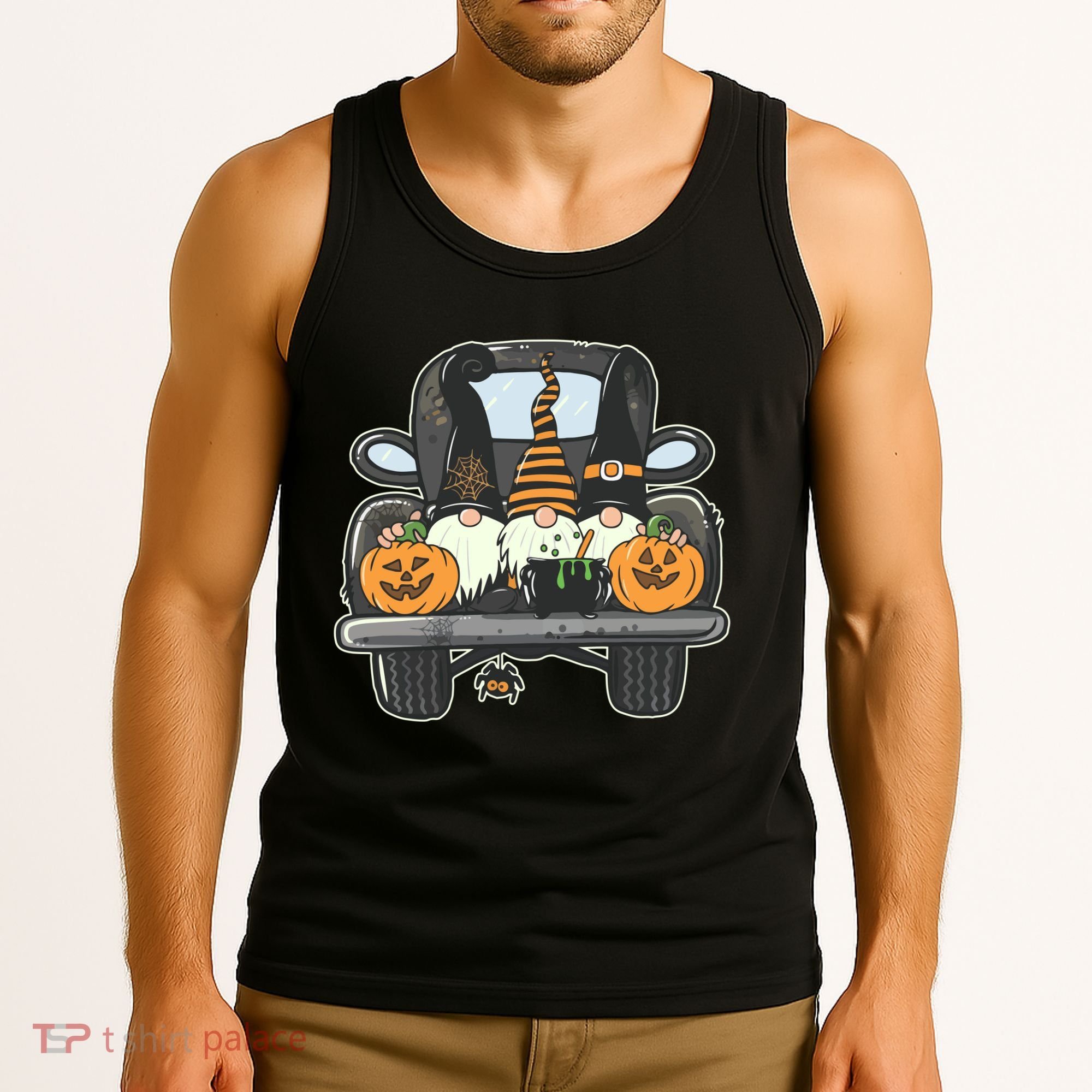 Halloween Pickup Truck Gnomes Tank Top