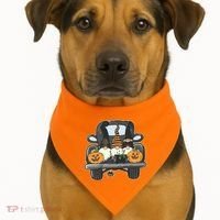Halloween Pickup Truck Gnomes USA-Made Doggie Bandana thumb 1