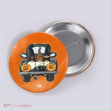 Halloween Pickup Truck Gnomes Button