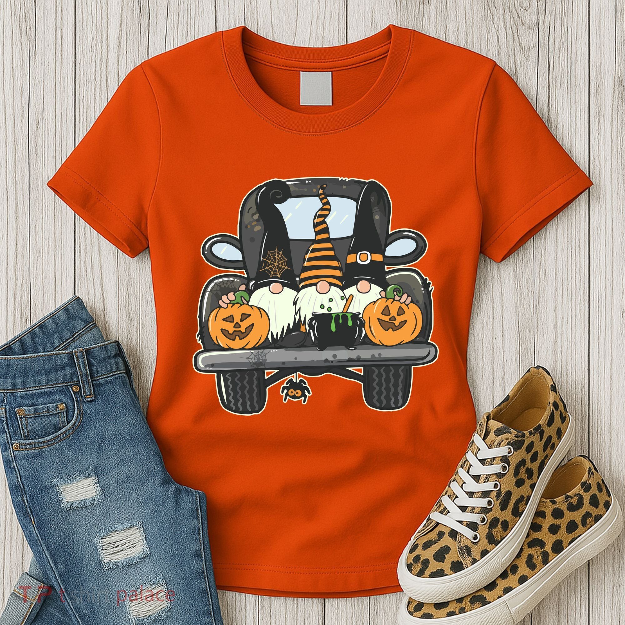 Halloween Pickup Truck Gnomes Women's T-Shirt