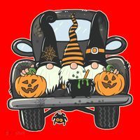 Halloween Pickup Truck Gnomes Santa Hat thumb 1