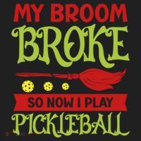 Halloween Pickleball Tee My Broom Broke So I Play Pickleball Gift Women's Sweatshirt thumb 2