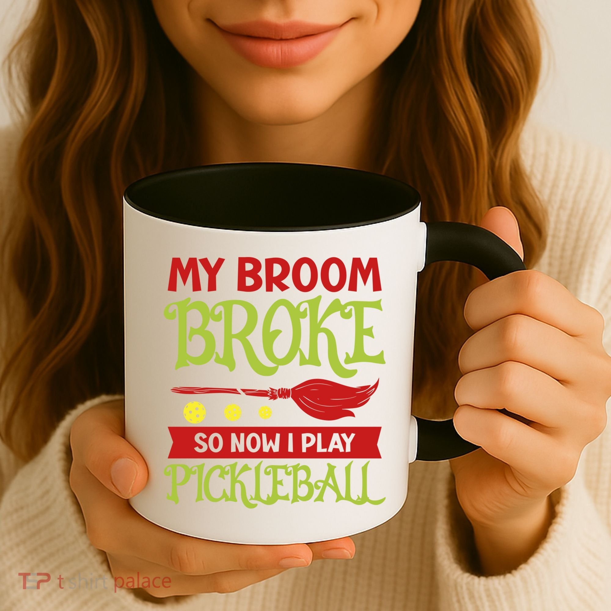 Halloween Pickleball Tee My Broom Broke So I Play Pickleball Gift Coffee Mug