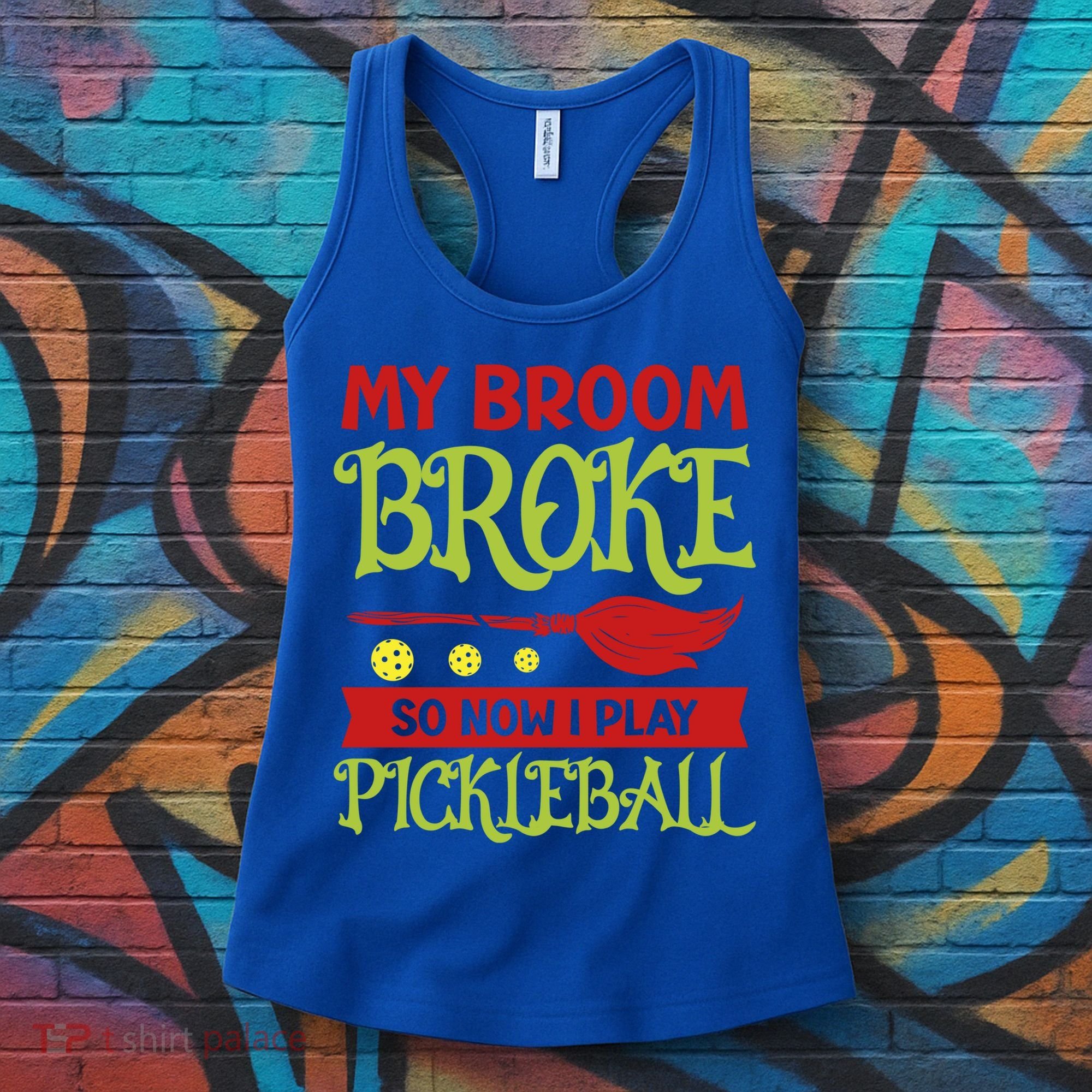 Halloween Pickleball Tee My Broom Broke So I Play Pickleball Gift Women's Tank Top