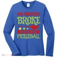 Halloween Pickleball Tee My Broom Broke So I Play Pickleball Gift Women's Long Sleeve Shirt thumb 0