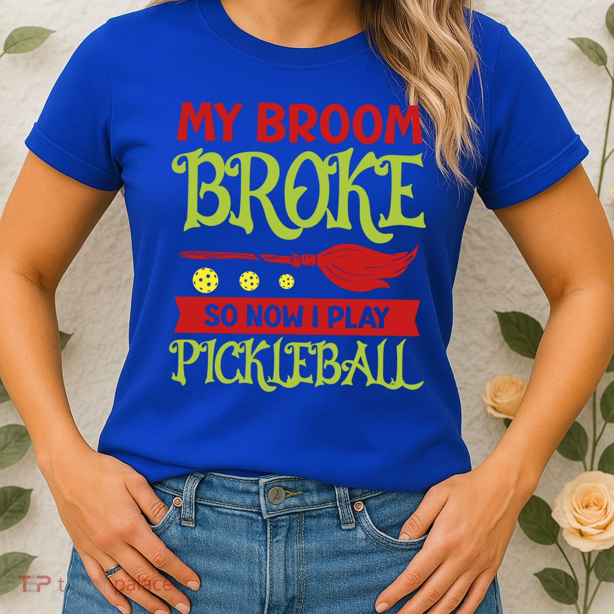 Halloween Pickleball Tee My Broom Broke So I Play Pickleball Gift Women's T-Shirt