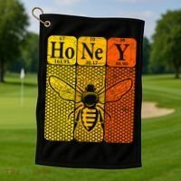 Honey Periodic Table Elements Beekeeper Retro Apiarist Golf Towel thumb 1