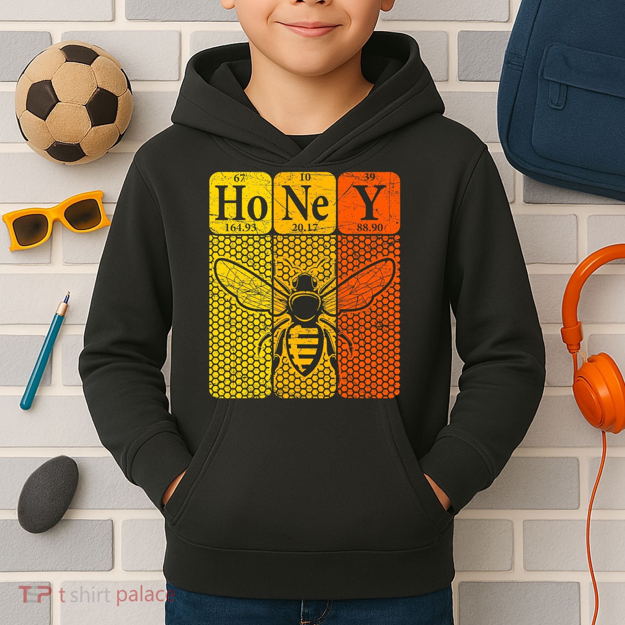 Honey Periodic Table Elements Beekeeper Retro Apiarist Kids Hoodie