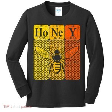 Honey Periodic Table Elements Beekeeper Retro Apiarist Kids Long Sleeve Shirt
