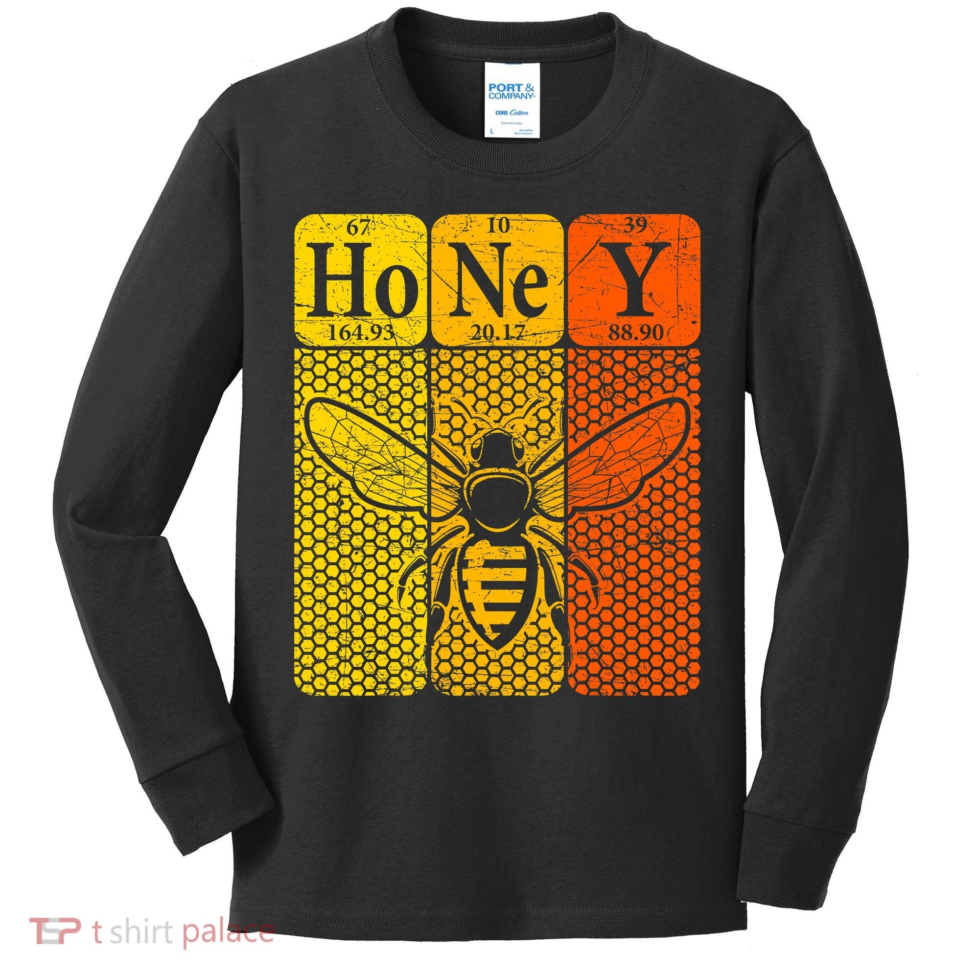 Honey Periodic Table Elements Beekeeper Retro Apiarist Kids Long Sleeve Shirt