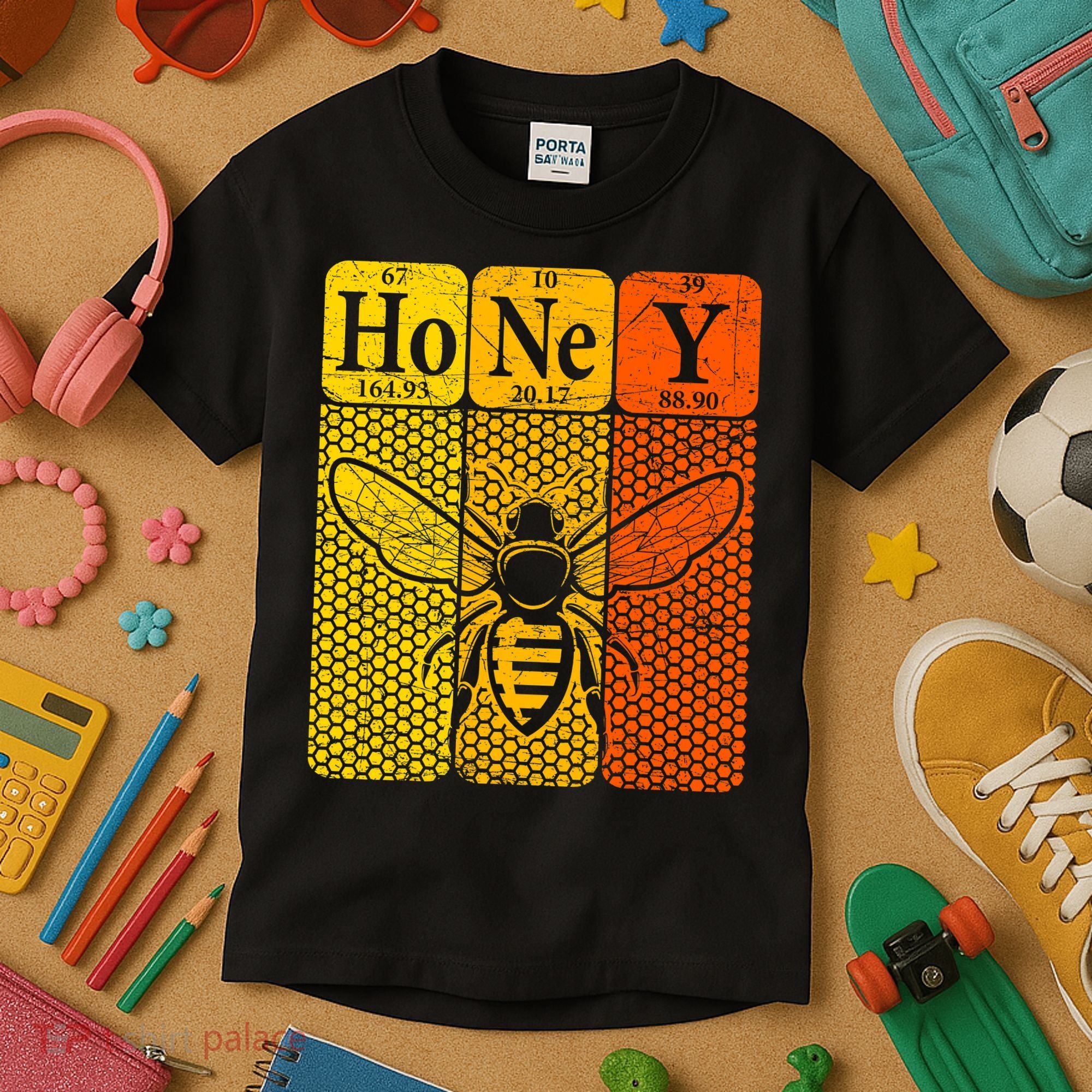 Honey Periodic Table Elements Beekeeper Retro Apiarist Kids T-Shirt