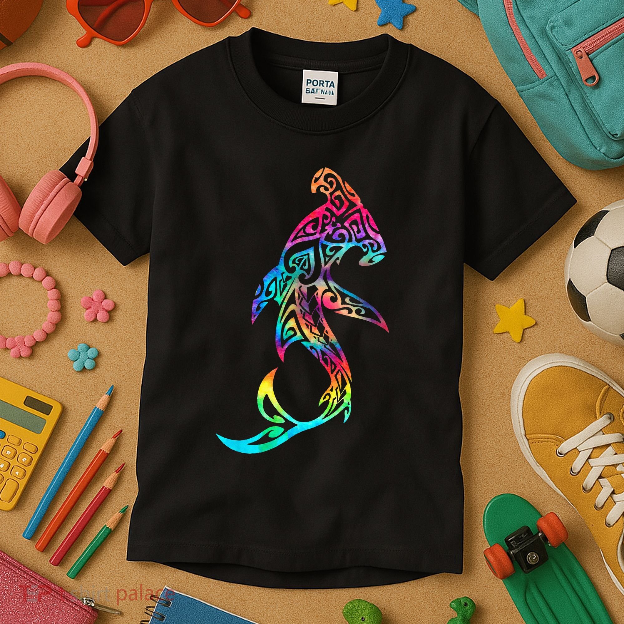 Hawaii Polynesian Tribal Hammerhead Shark Aloha Ocean Kids T-Shirt