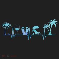 Heartbeat Palm Tree Wine Glass Flipp Flop Summer Lover Women's Sweatshirt thumb 2
