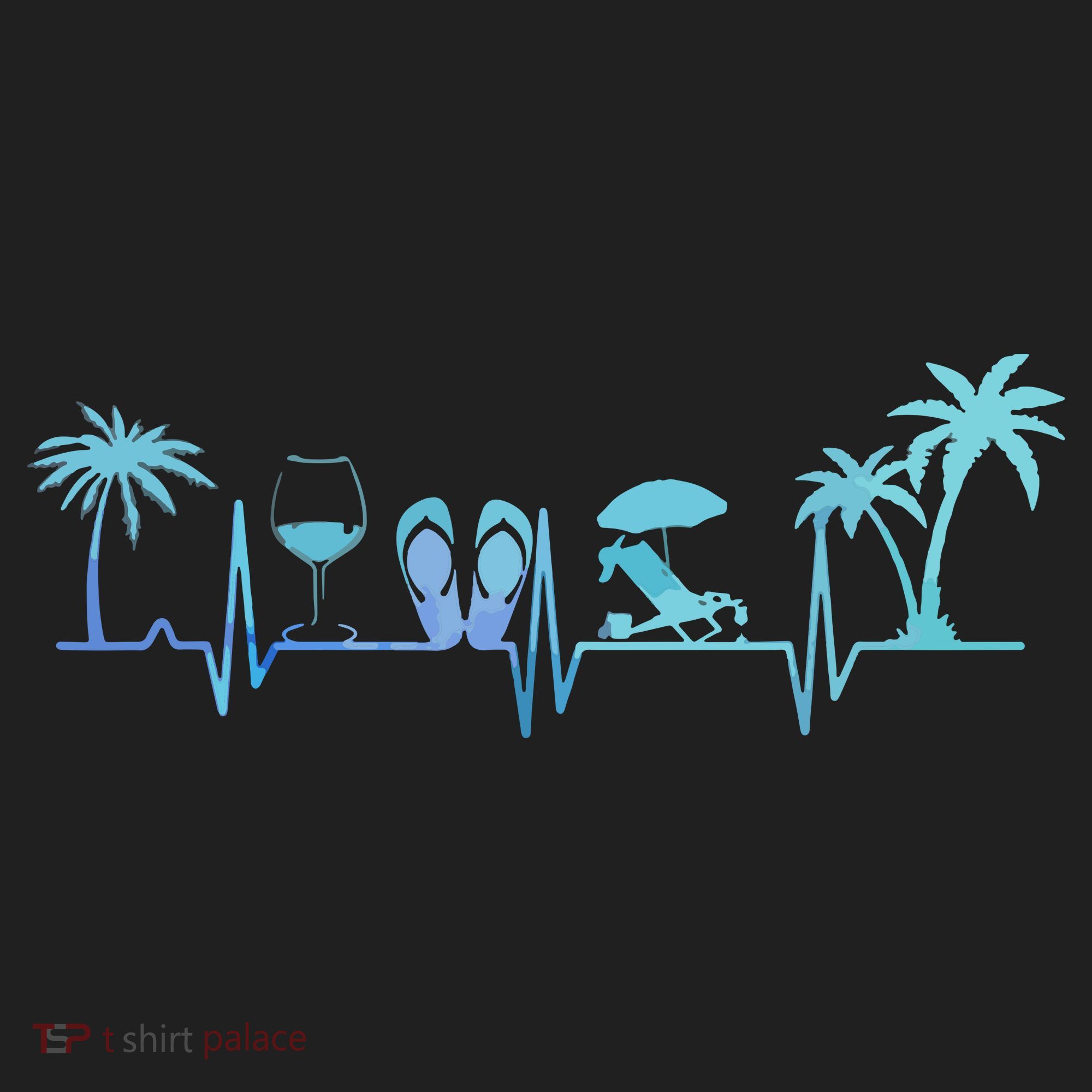 Heartbeat Palm Tree Wine Glass Flipp Flop Summer Lover Women's Sweatshirt