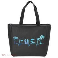 Heartbeat Palm Tree Wine Glass Flipp Flop Summer Lover Tote Bag thumb 0