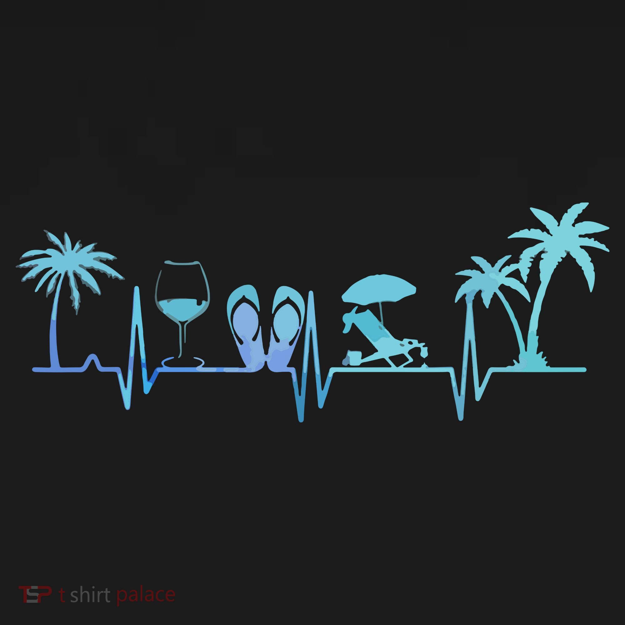 Heartbeat Palm Tree Wine Glass Flipp Flop Summer Lover Tote Bag