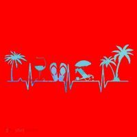 Heartbeat Palm Tree Wine Glass Flipp Flop Summer Lover Santa Hat thumb 1