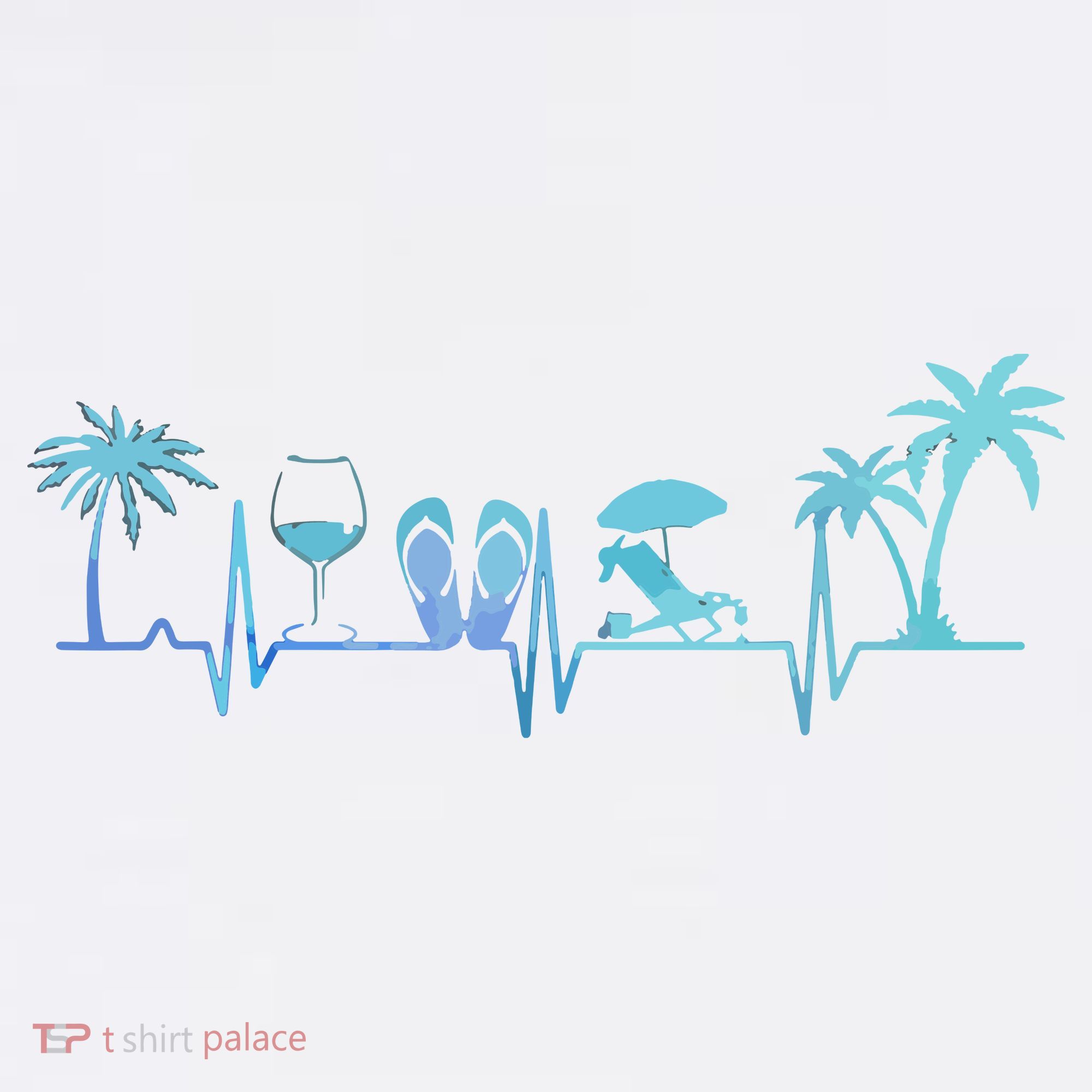 Heartbeat Palm Tree Wine Glass Flipp Flop Summer Lover Women's Hoodie