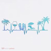 Heartbeat Palm Tree Wine Glass Flipp Flop Summer Lover Women's Tank Top thumb 5