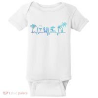 Heartbeat Palm Tree Wine Glass Flipp Flop Summer Lover Baby Bodysuit thumb 0