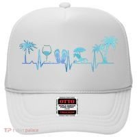 Heartbeat Palm Tree Wine Glass Flipp Flop Summer Lover Hat thumb 0