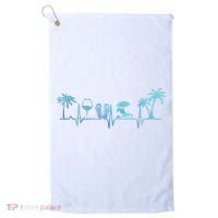 Heartbeat Palm Tree Wine Glass Flipp Flop Summer Lover Golf Towel thumb 0