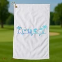 Heartbeat Palm Tree Wine Glass Flipp Flop Summer Lover Golf Towel thumb 1