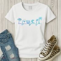 Heartbeat Palm Tree Wine Glass Flipp Flop Summer Lover Women's T-Shirt thumb 3