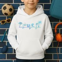 Heartbeat Palm Tree Wine Glass Flipp Flop Summer Lover Kids Hoodie thumb 2
