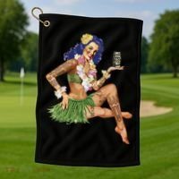 Hawaiian Pin Up Golf Towel thumb 1