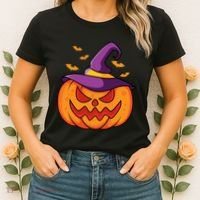 Halloween Pumpkin Witch Women's T-Shirt thumb 2