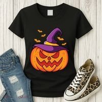 Halloween Pumpkin Witch Women's T-Shirt thumb 3