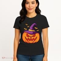 Halloween Pumpkin Witch Women's T-Shirt thumb 4