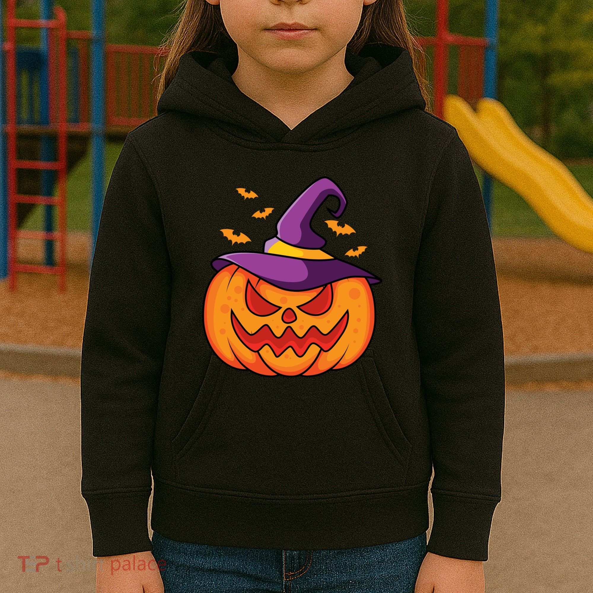 Halloween Pumpkin Witch Kids Hoodie
