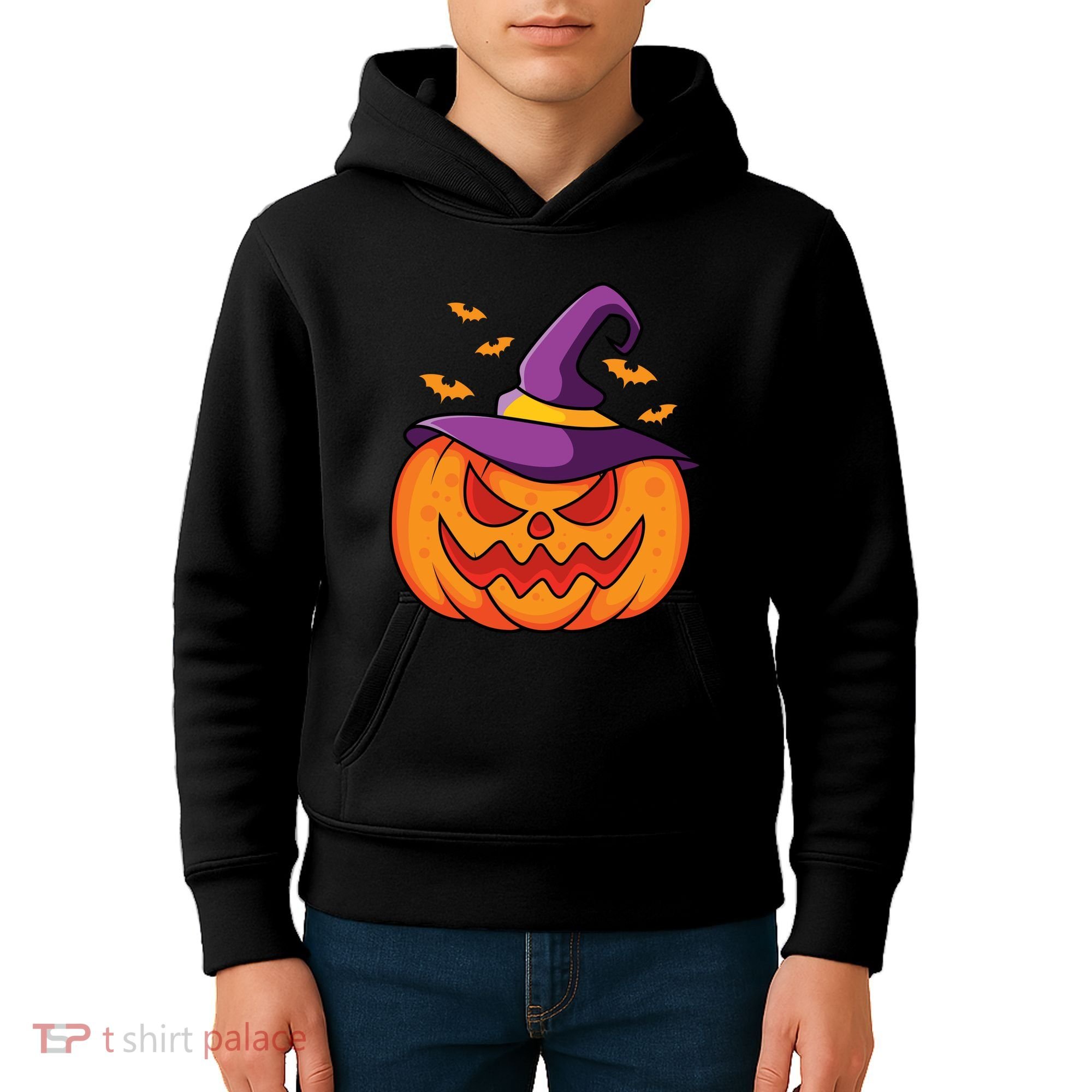 Halloween Pumpkin Witch Kids Hoodie