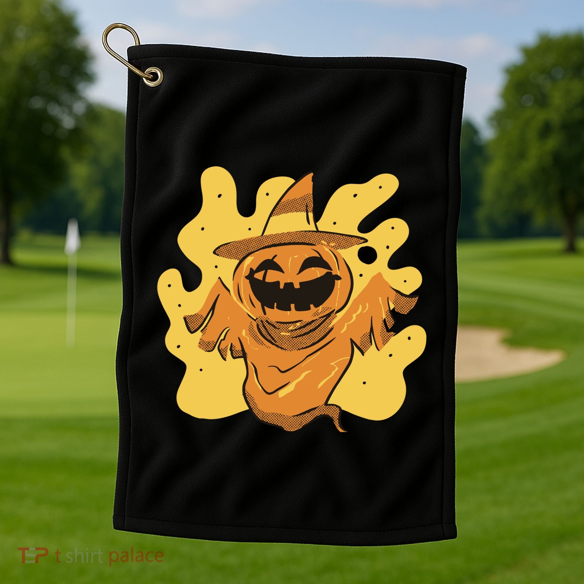 Halloween Pumpkin Witch Golf Towel