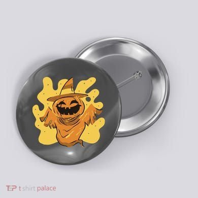 Halloween Pumpkin Witch Button
