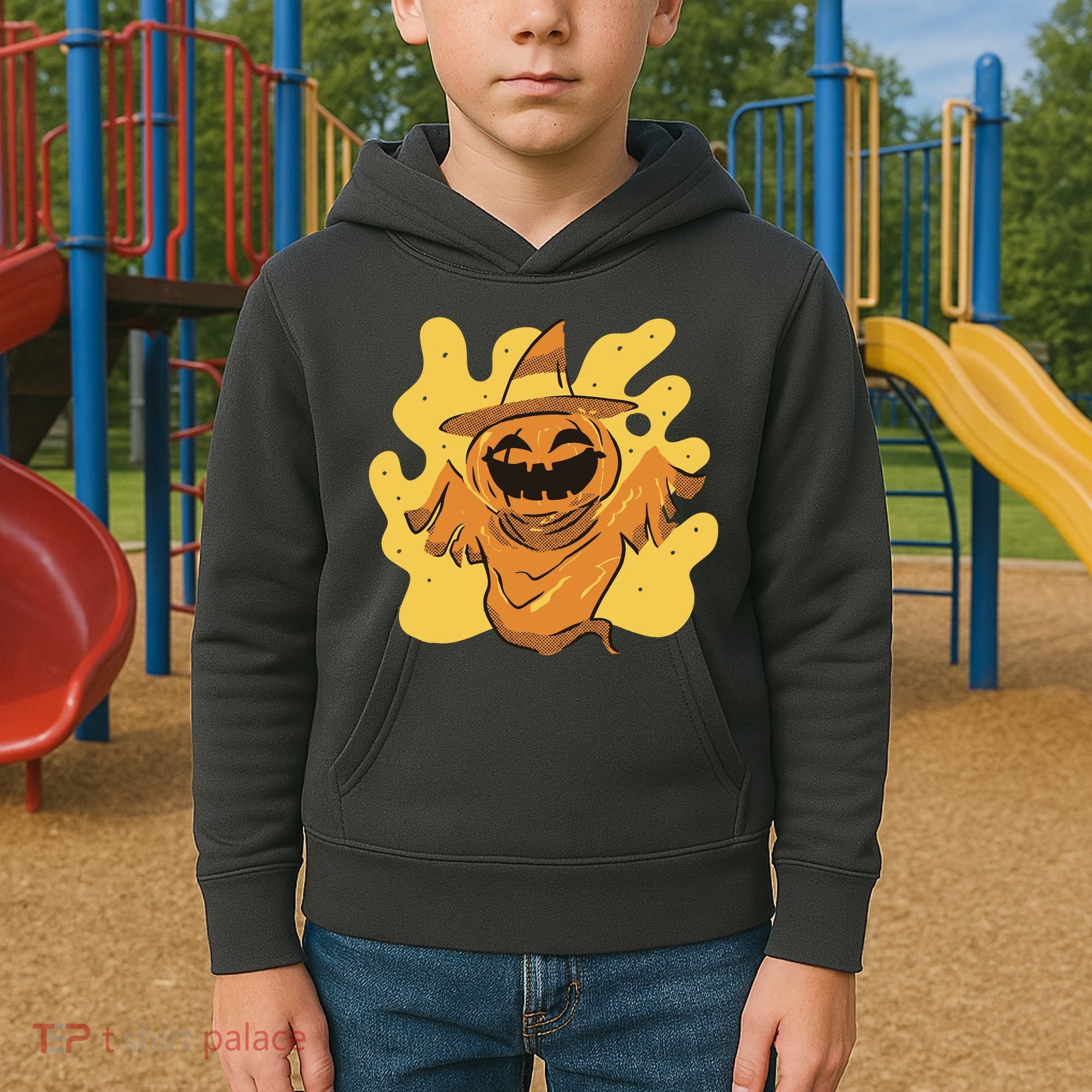 Halloween Pumpkin Witch Kids Hoodie
