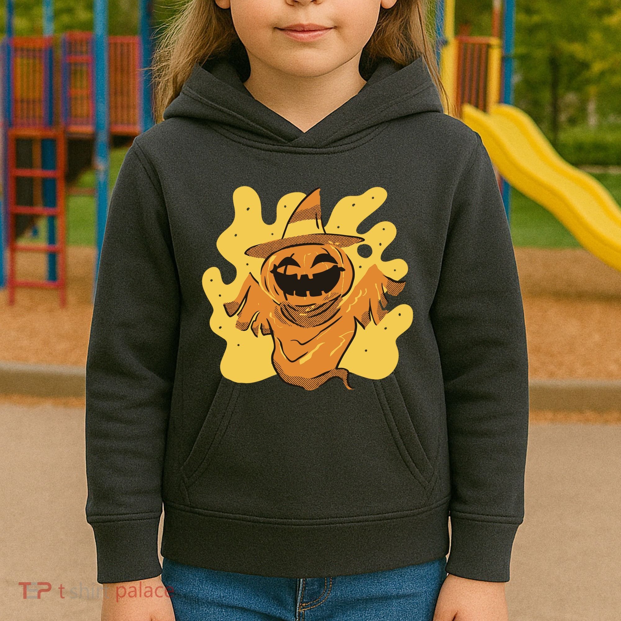 Halloween Pumpkin Witch Kids Hoodie
