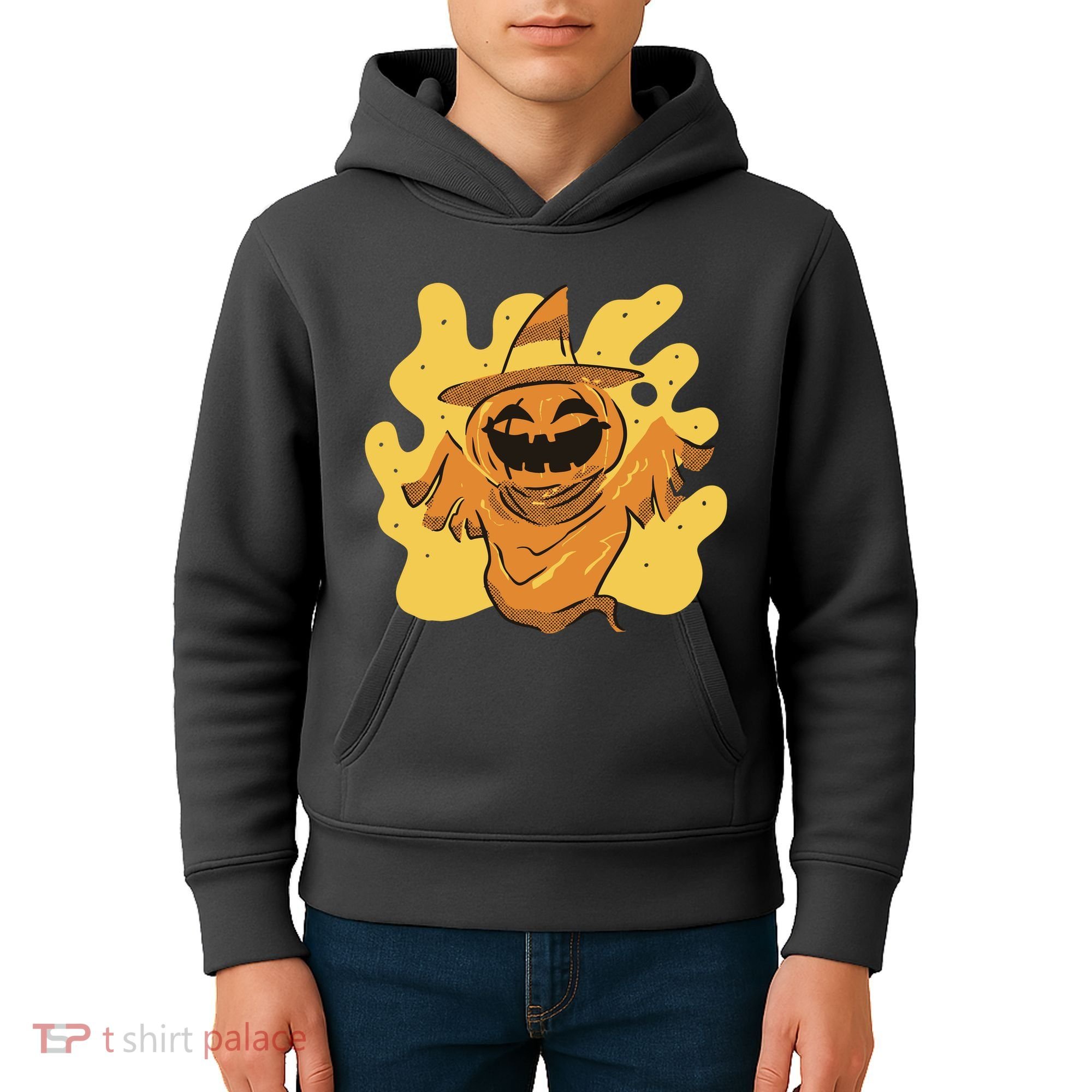Halloween Pumpkin Witch Kids Hoodie