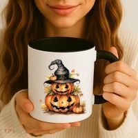 Halloween Pumpkin Witch Fall Autumn Illustration Coffee Mug thumb 3