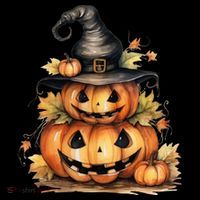 Halloween Pumpkin Witch Fall Autumn Illustration Women's Hoodie thumb 2