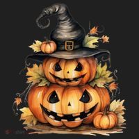 Halloween Pumpkin Witch Fall Autumn Illustration Hat thumb 2