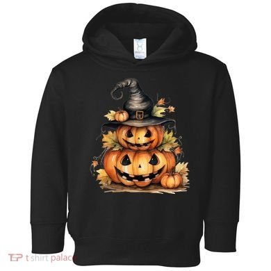 Halloween Pumpkin Witch Fall Autumn Illustration Toddler Hoodie
